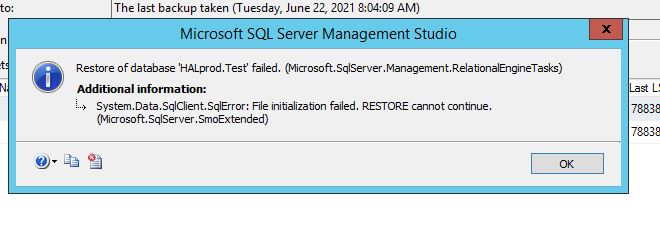 SQL Intialize File Error